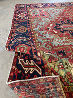 8x11 Persian Heriz Rug with French Blue #3439