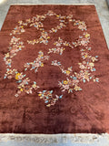 Nichols Chinese Rug / Chocolate Brown 9x12 Antique Rug