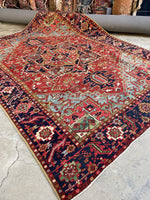 8x11 Persian Heriz Rug with French Blue