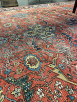 Antique Persian Heriz Rug / 9'7 x 12'5 Rug #3652