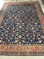 11x15 Navy and Peach Pink Vintage Rug #3404