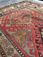 Love Worn Tribal Wool Rug / 4x6 Kazak Rug #3601