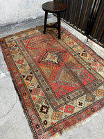 Love Worn Tribal Wool Rug / 4x6 Kazak Rug #3601