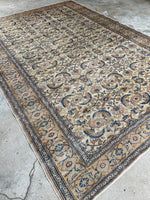 7x10 Ivory and Blue Persian Mahal Rug #3407