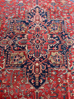 10x16 Antique Heriz Rug with French Blue Corners #3406