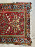 Small Heriz Rug / 3'4 x 4'5 Antique Persian Heriz w French Blue #3588ML