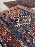 Small Heriz Rug / Navy Blue & Rust 3'7 x 4'3 Antique Persian Heriz  #3683ML