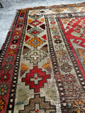 Love Worn Tribal Wool Rug / 4x6 Kazak Rug #3601