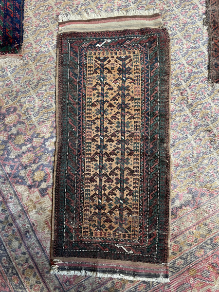 Small Tribal Vintage Rug / 1'7 x 3'6 Persian Baluch Rug #3391