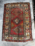 Love Worn Tribal Wool Rug / 4x6 Kazak Rug #3601