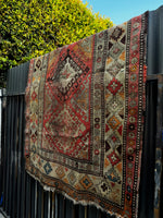 Love Worn Tribal Wool Rug / 4x6 Kazak Rug #3601