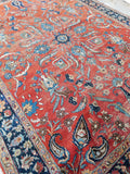 8'9 x 11'10 Antique Persian Tabriz Rug - Blue Parakeet Rugs