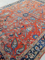 8'9 x 11'10 Antique Persian Tabriz Rug - Blue Parakeet Rugs