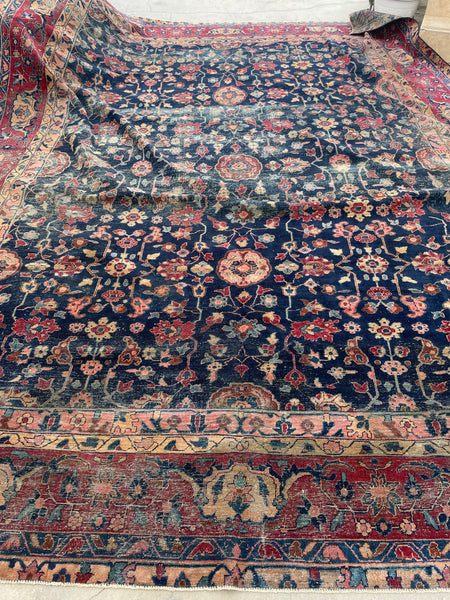 Blue Parakeet Rugs Antique Persian Scatter Rug No. 2491