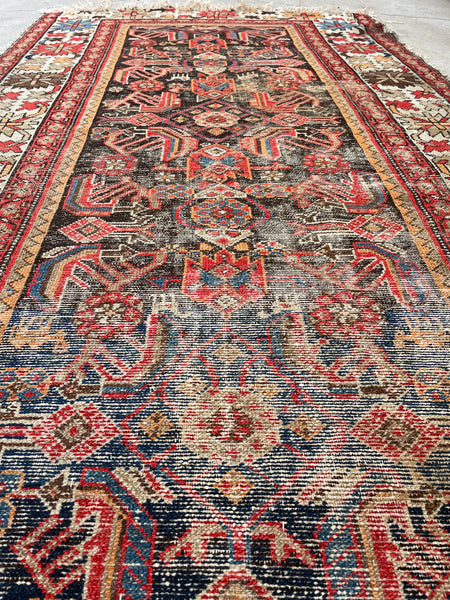 3'4 x 7'6 Perfectly worn Herati art on rug #2049ML / 3x8 Vintage Rug