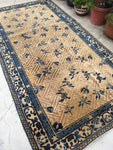 4'10 x 9'3 Antique Samarkand Rug - Blue Parakeet Rugs