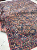 9'9 x 14' anitque Persian Kerman rug - Blue Parakeet Rugs