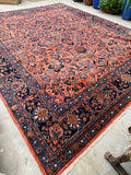 10’9 x 14’3 Antique Persian Coral Lilihan rug #2552 - Blue Parakeet Rugs