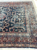 7' x 8'5 love worn antique Persian Mahal Rug - Blue Parakeet Rugs