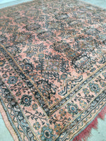 13'10 x 13'10 Antique Turkish Oushak Rug - Blue Parakeet Rugs