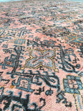 13'10 x 13'10 Antique Turkish Oushak Rug - Blue Parakeet Rugs