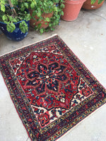 2'7 x 3'2 Square Persian Heriz Rug - Blue Parakeet Rugs