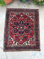 2'7 x 3'2 Square Persian Heriz Rug - Blue Parakeet Rugs