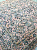 13'10 x 13'10 Antique Turkish Oushak Rug - Blue Parakeet Rugs