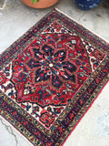 2'7 x 3'2 Square Persian Heriz Rug - Blue Parakeet Rugs