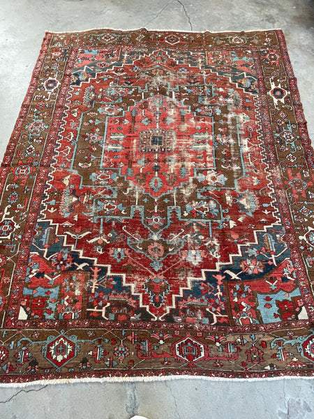 2'5 x 3'10 Antique worn tribal mat #2069 / 3x4 Vintage Rug