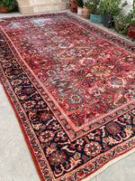 8'10 x 14'10 Antique Palatial Mahal rug #2125 / 9x15 Vintage Rug - Blue Parakeet Rugs