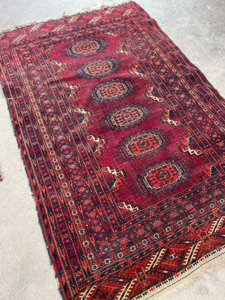 3'6 x 5'2 Antique Turkoman Rug #2476