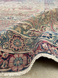 10'7 x 12'7 Square-ish 19th Century Lavar rug #2126 / 11x13 Vintage Rug - Blue Parakeet Rugs