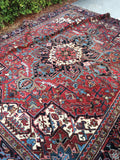 9 x 9'3 Vintage Berry Heriz Rug - Blue Parakeet Rugs