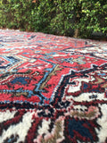 9 x 9'3 Vintage Berry Heriz Rug - Blue Parakeet Rugs