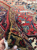 9 x 9'3 Vintage Berry Heriz Rug - Blue Parakeet Rugs