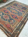 6'4 x 8'6 Antique Soumak flat weave rug (#974T) - Blue Parakeet Rugs