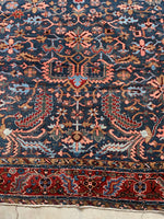 8’4 x 11’4 Antique Persian Navy Blue Heriz rug #2675 - Blue Parakeet Rugs