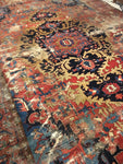 10'3 x 13'8 Beautiful and Bold Worn Serapi Heriz - Blue Parakeet Rugs