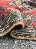 3'10 x 14'4 Antique Karabagh Runner - Blue Parakeet Rugs