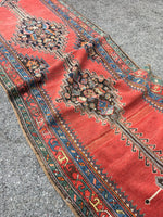 3'10 x 14'4 Antique Karabagh Runner - Blue Parakeet Rugs