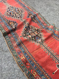 3'10 x 14'4 Antique Karabagh Runner - Blue Parakeet Rugs