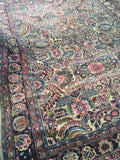 7'3 x 10' antique Persian Kerman - Blue Parakeet Rugs