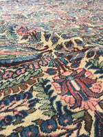 7'3 x 10' antique Persian Kerman - Blue Parakeet Rugs