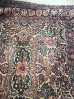 7'3 x 10' antique Persian Kerman - Blue Parakeet Rugs