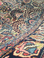 7'3 x 10' antique Persian Kerman - Blue Parakeet Rugs