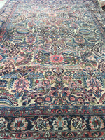 7'3 x 10' antique Persian Kerman - Blue Parakeet Rugs