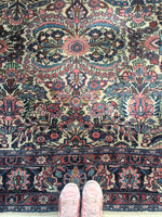 7'3 x 10' antique Persian Kerman - Blue Parakeet Rugs