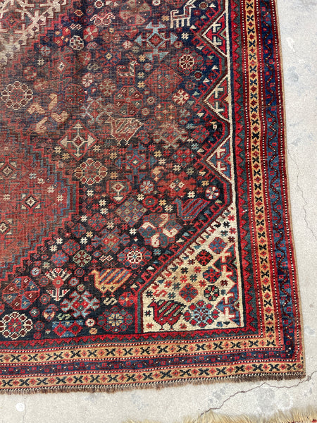 5' x 6'5 Antique worn Persian Qashqai rug #2339
