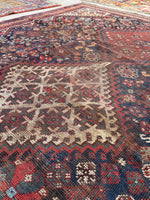 5' x 6'5 Antique worn Persian Qashqai rug #2339 - Blue Parakeet Rugs